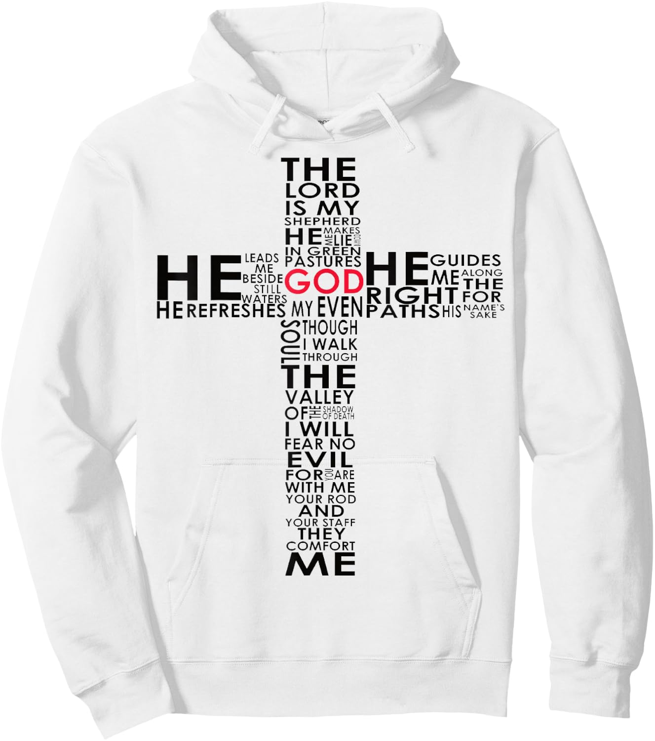 Psalm 23 Bible Verse in a Cross Design Christian Hoodie - Hoodie | White