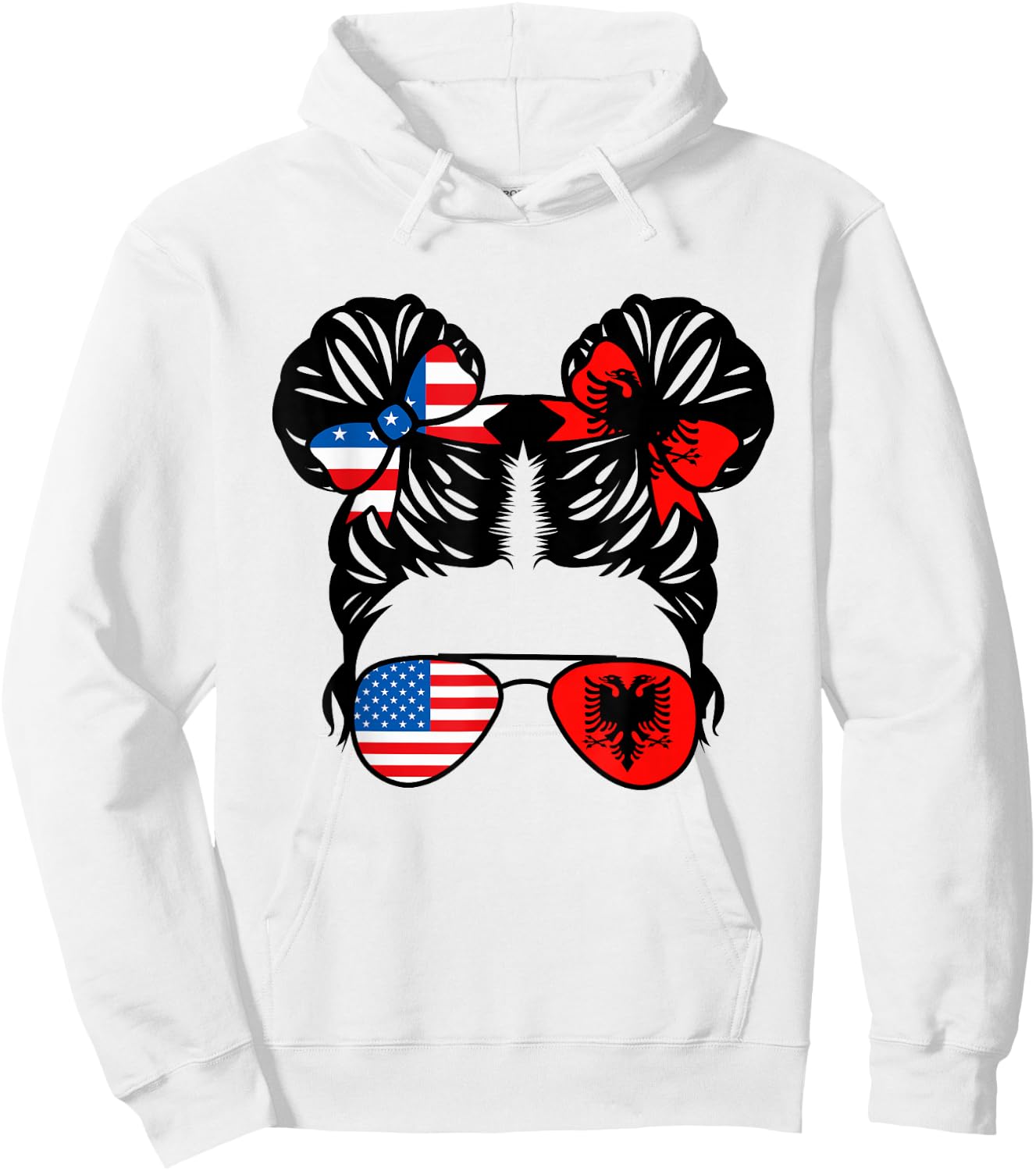 Half American Half Albanian Girl USA Albania Flag Patriot Hoodie - Hoodie | White