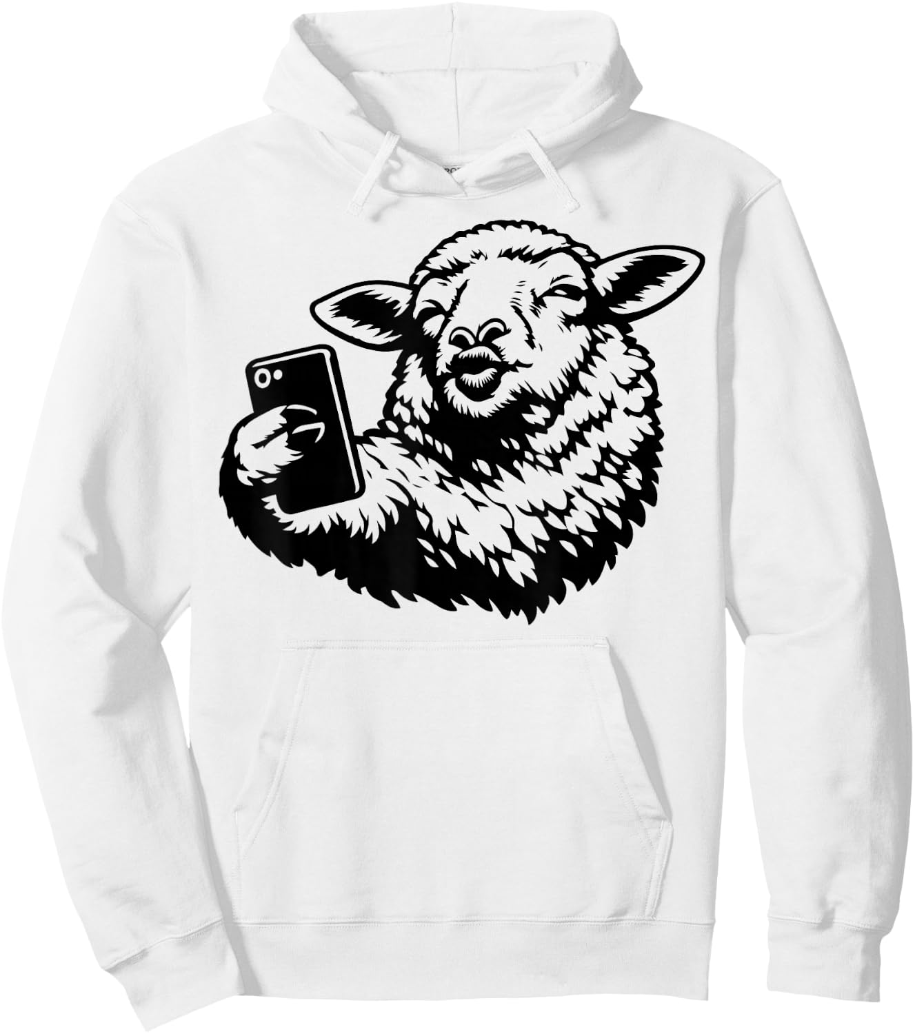 Funny Sheep Selfie Social Media Influencer Satire Graphic Hoodie - Hoodie | White