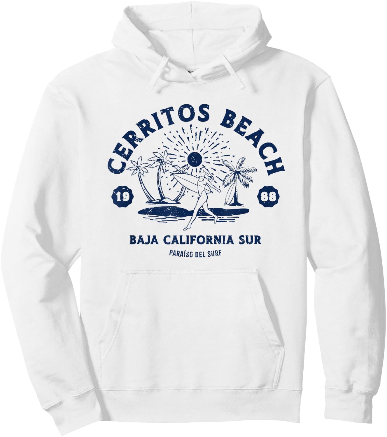 Retro Surfing Cerritos Beach Baja California Sur Surfer Hoodie - Hoodie | White