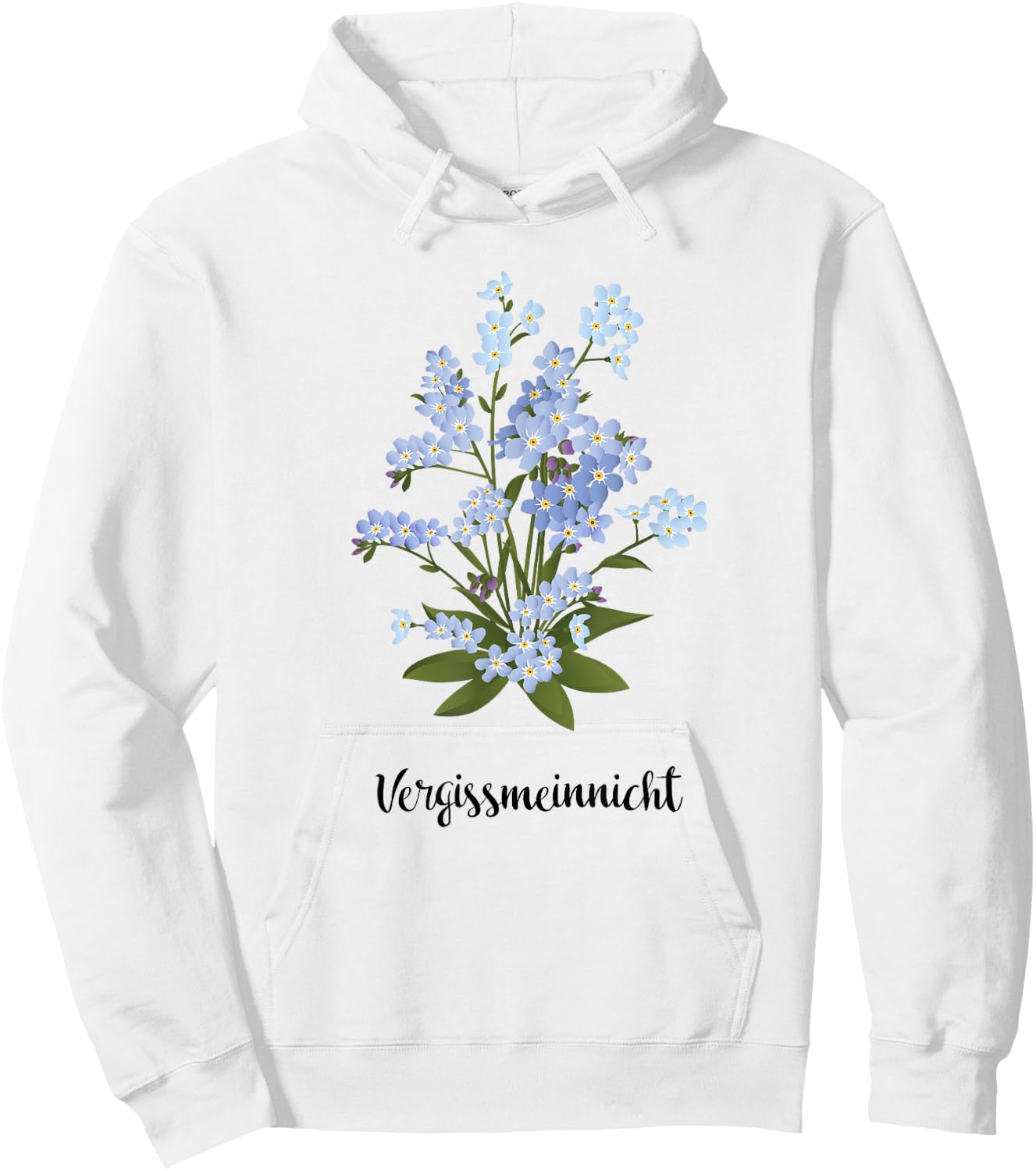 Forget Me Not Myosotis Garden Flowers Floral Ornament , gray Hoodie - Hoodie | White