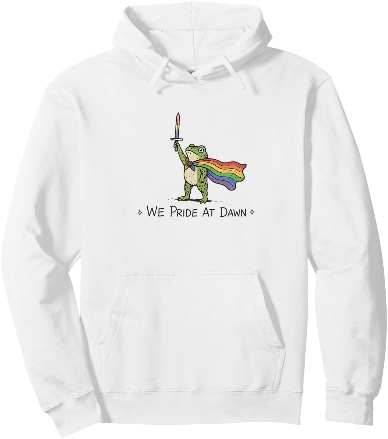 Funny LGBTQ Month We Pride At Dawn Frog Warrior Rainbow Hoodie - Hoodie | White