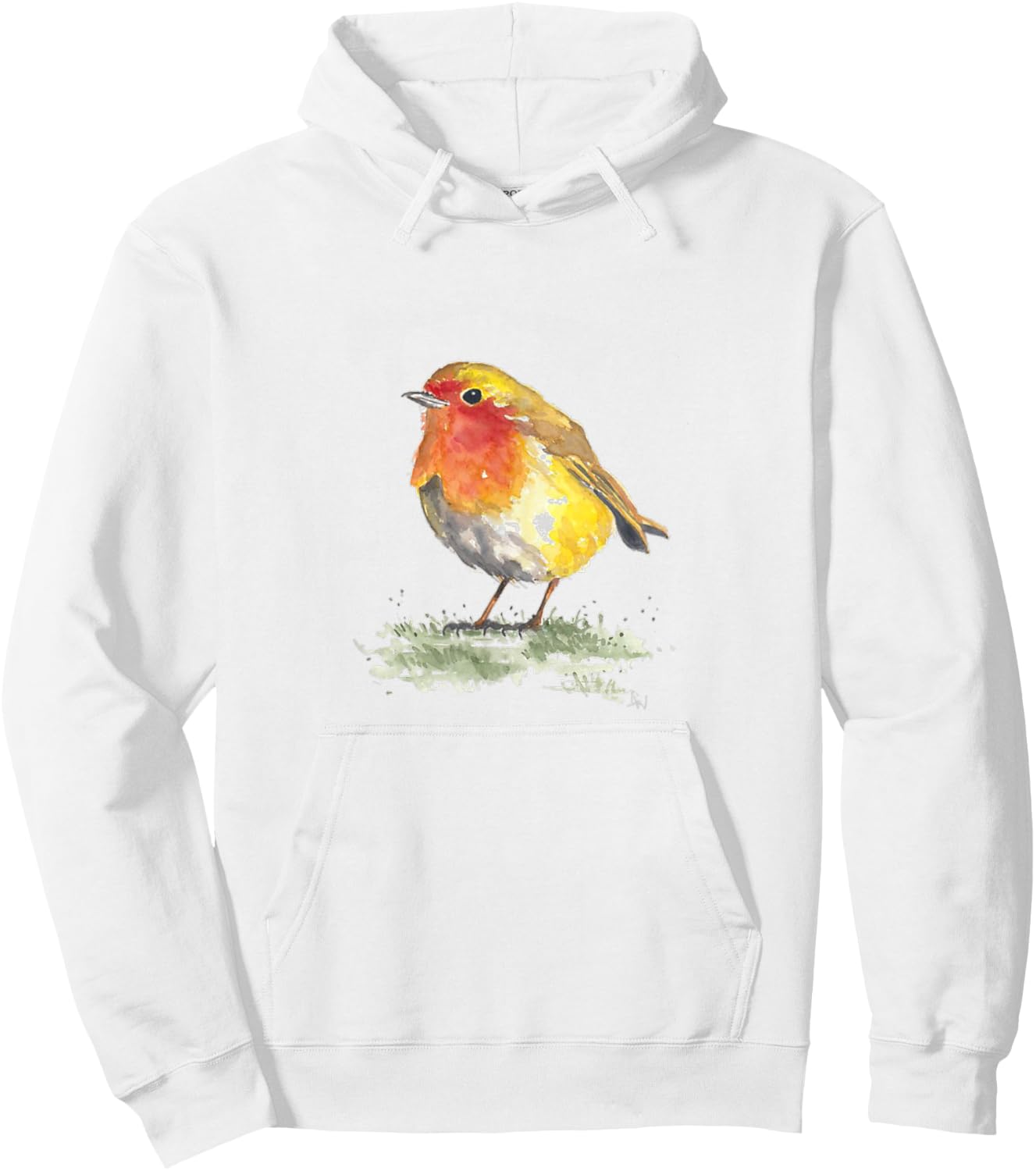 Robin Bird Motif, Print Gift , White, s Hoodie - Hoodie | White
