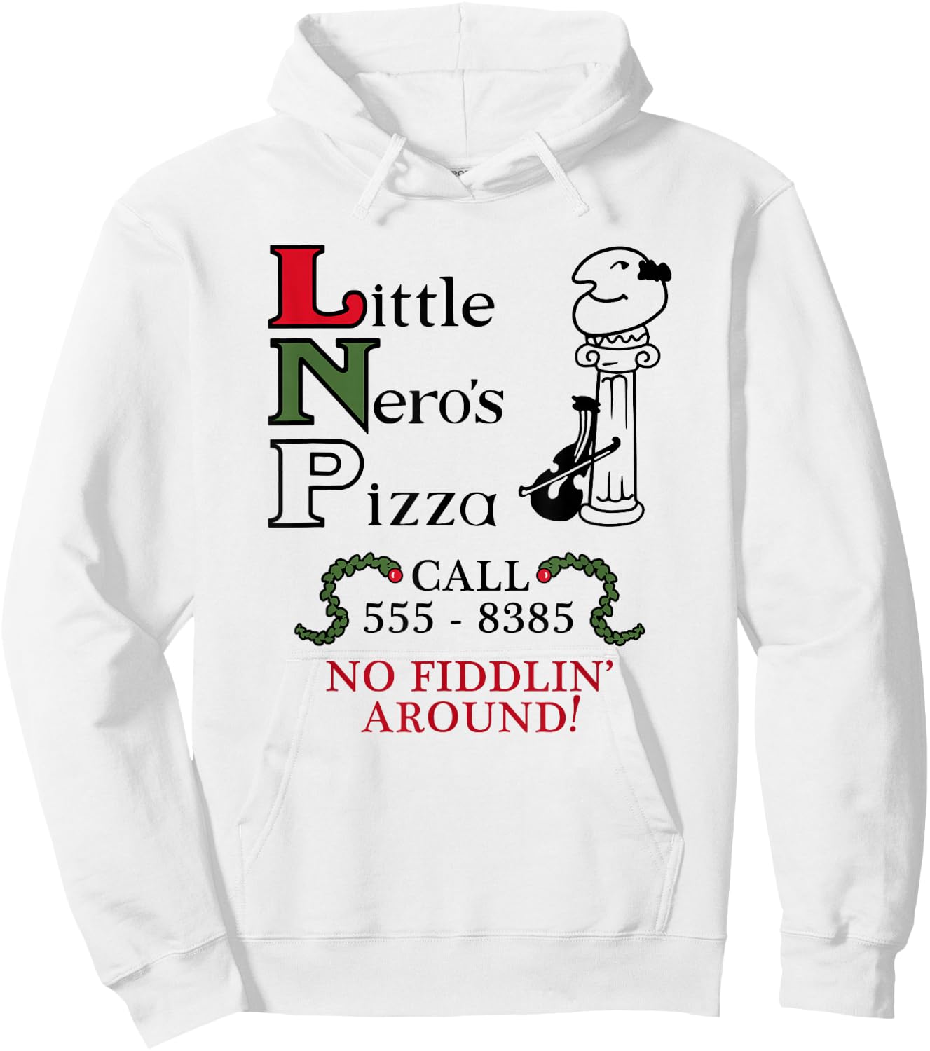 Wayward Little Nero's Pizza -Adults White Short Sleeve Classic Fit Small Hoodie - Hoodie | White
