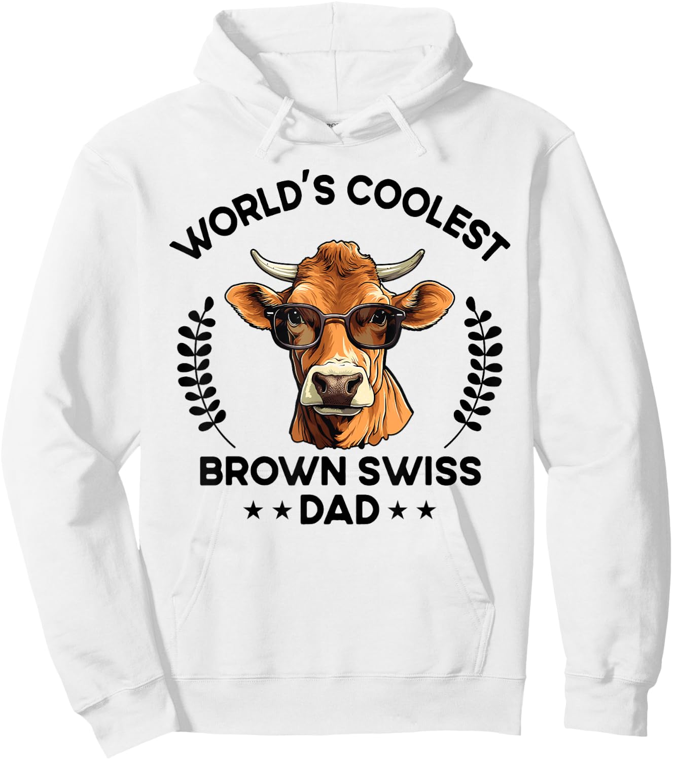 World's Coolest Cow Dad Papa - Men Farmer Brown Swiss Hoodie - Hoodie | White
