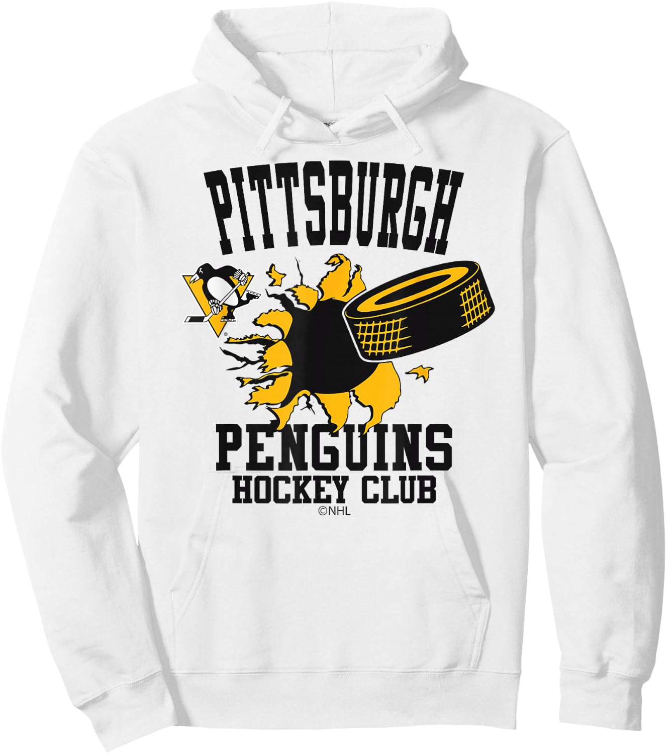 Pittsburgh Penguins Hockey Puck Burst Gray Hoodie - Hoodie | White