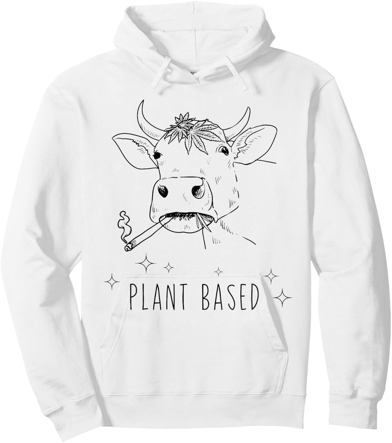 Funny Plant Based Marijuana Cow Stoner Weed Hoodie - Hoodie | White