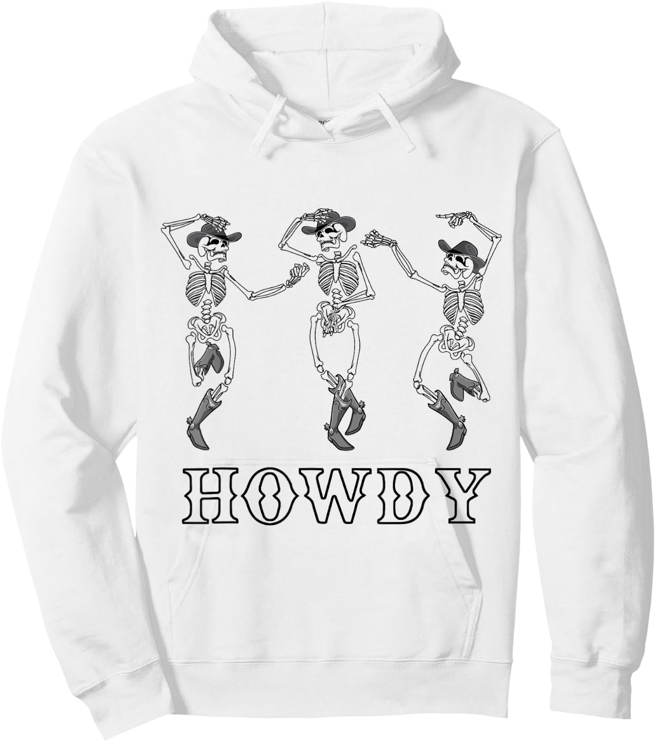 Retro Howdy Skeleton Cowgirl Dancing Cowboy Boots Horse Hoodie - Hoodie | White