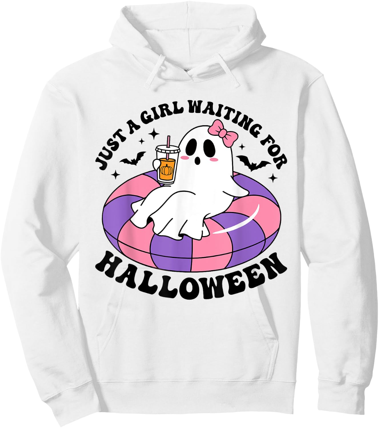 Just A Girl Waiting For Halloween Ghost Spooky Vibe Summer Hoodie - Hoodie | White