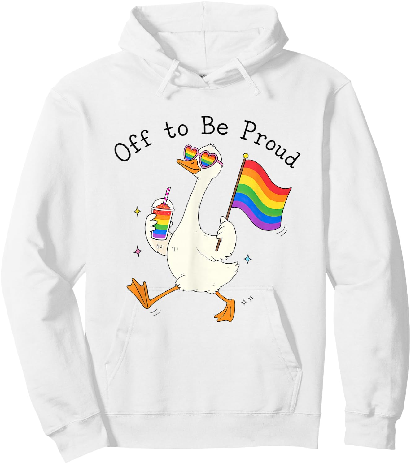Off to Be-Proud Funny LGBTQ Silly-Goose Pride Month Rainbow Hoodie - Hoodie | White