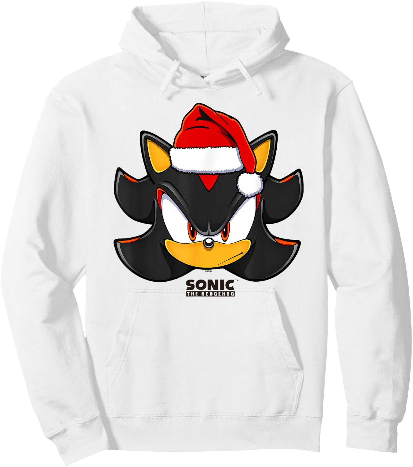 Sonic The Hedgehog Christmas Shadow Santa's Hat Portrait Hoodie - Hoodie | White