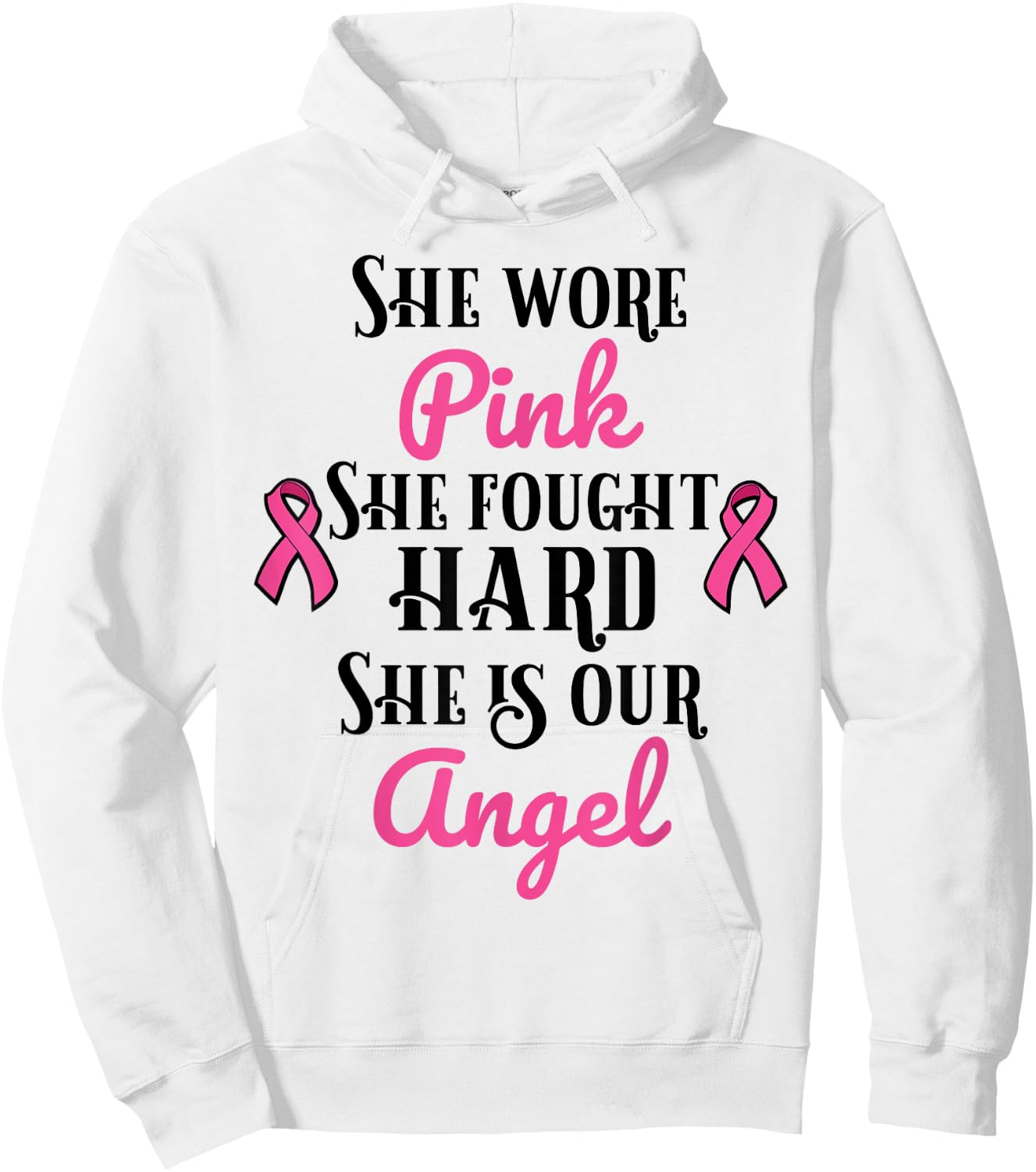 Breast Cancer Remembrance Angel Hoodie - Hoodie | White