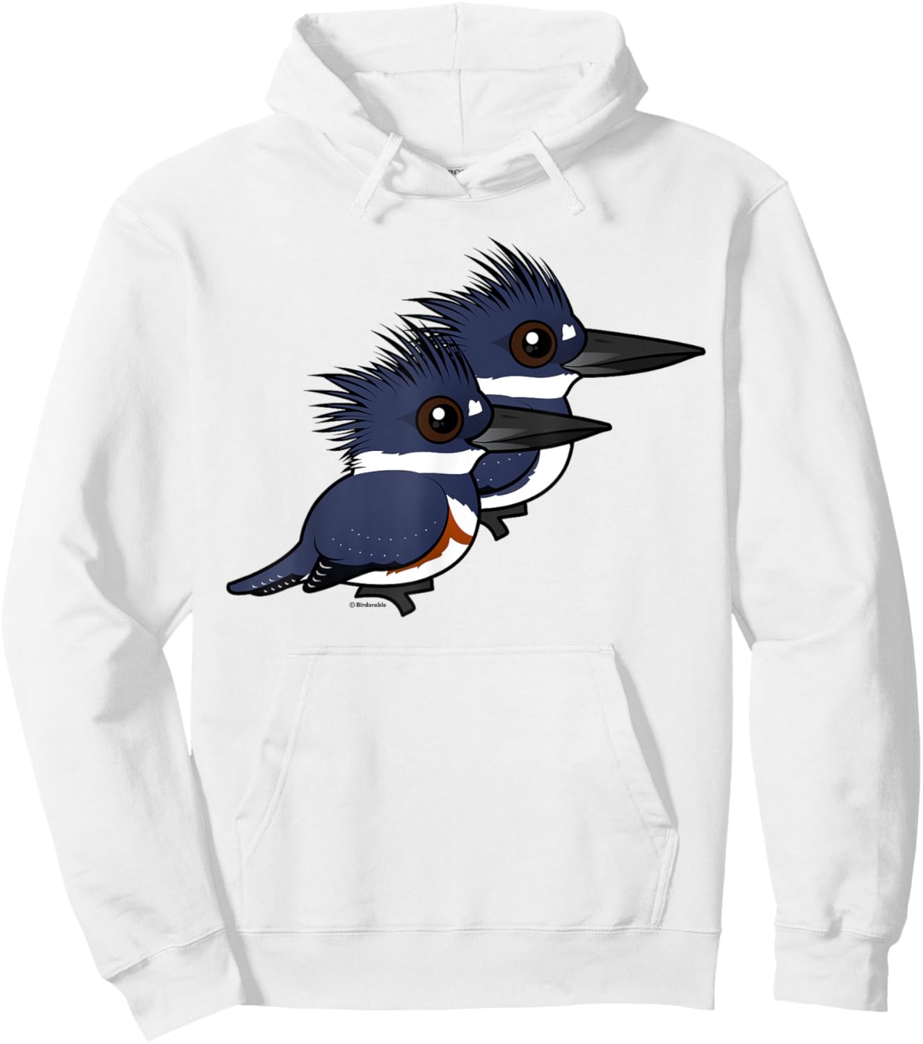 Cute Cartoon Belted Kingfisher Pair Birdorable Hoodie - Hoodie | White