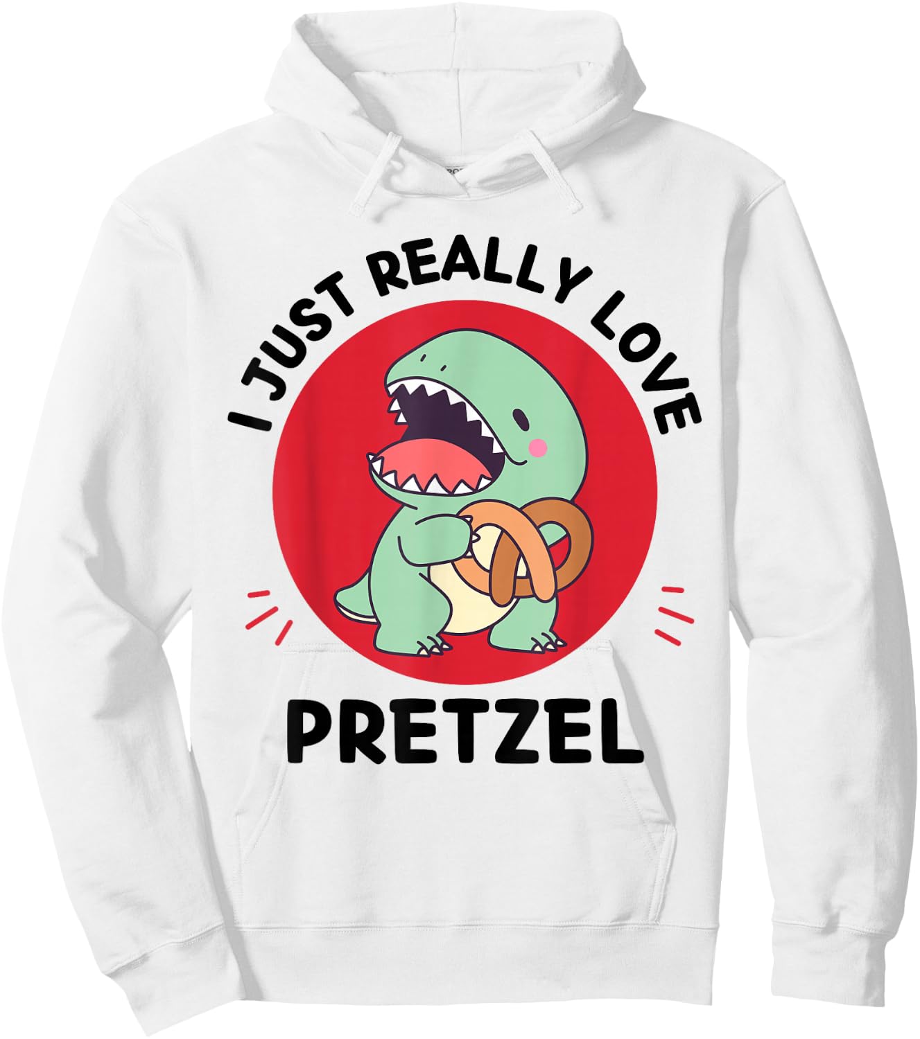 Kawaii Dinosaur I Just Really Love Pretzel Food Lover Hoodie - Hoodie | White