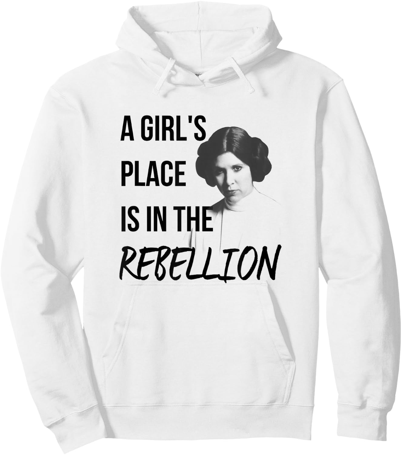 Star Wars Classic A Girl's Place Is In The Rebellion Leia Hoodie - Hoodie | White