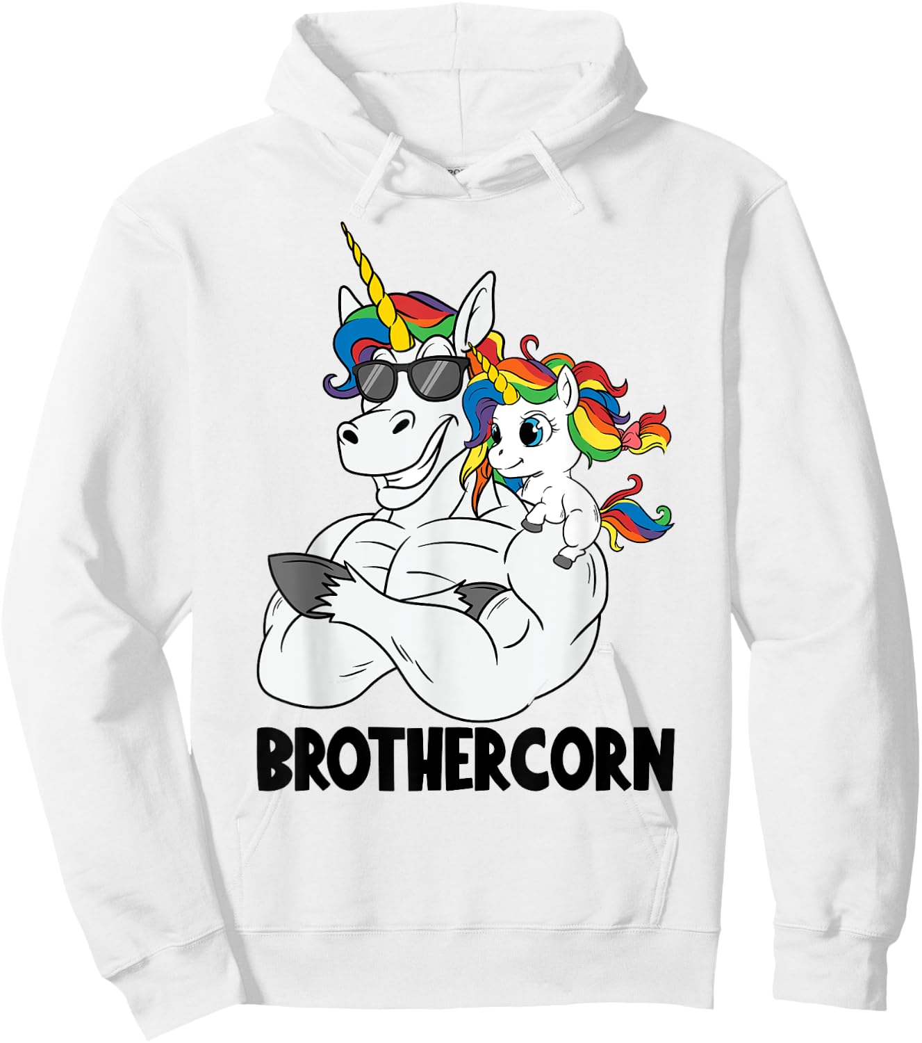 Brothercorn Brother Muscle Unicorn Holding Baby Sister Girl Hoodie - Hoodie | White