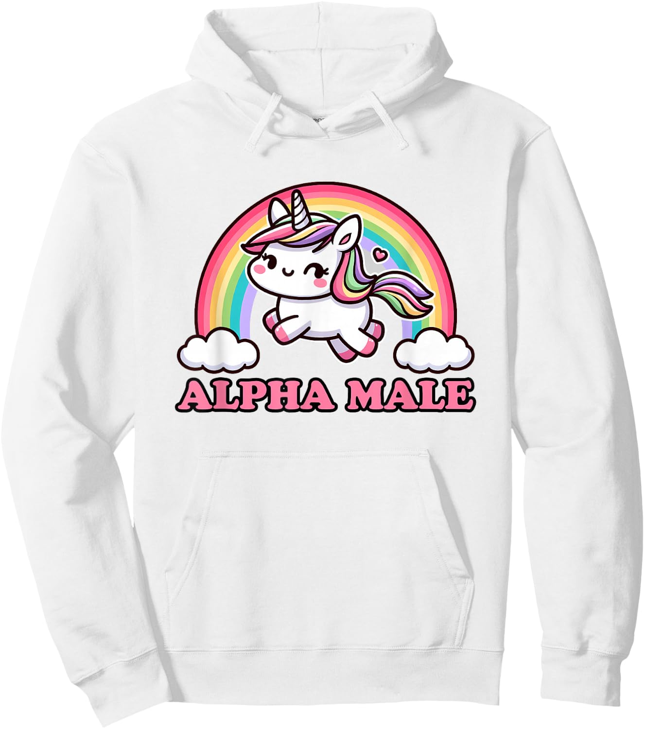 Funny Ironic Men Cute Alpha Male Unicorn Hoodie - Hoodie | White