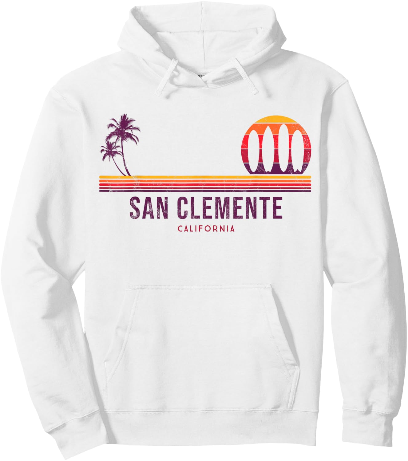 California San Clemente Vintage Surf Hoodie - Hoodie | White