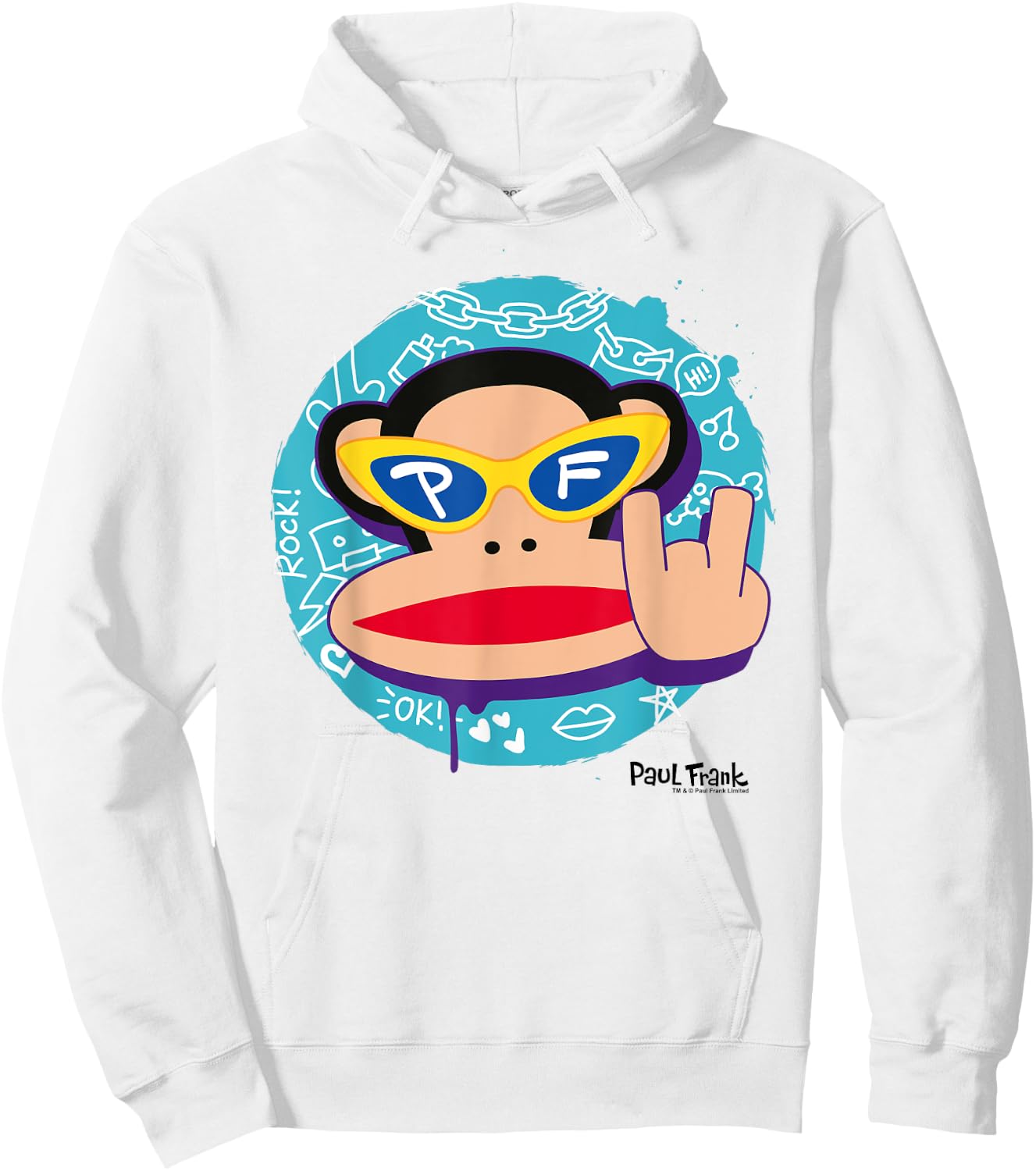 Paul Frank Cool Julius The Monkey Devil Corns , white, S Hoodie - Hoodie | White
