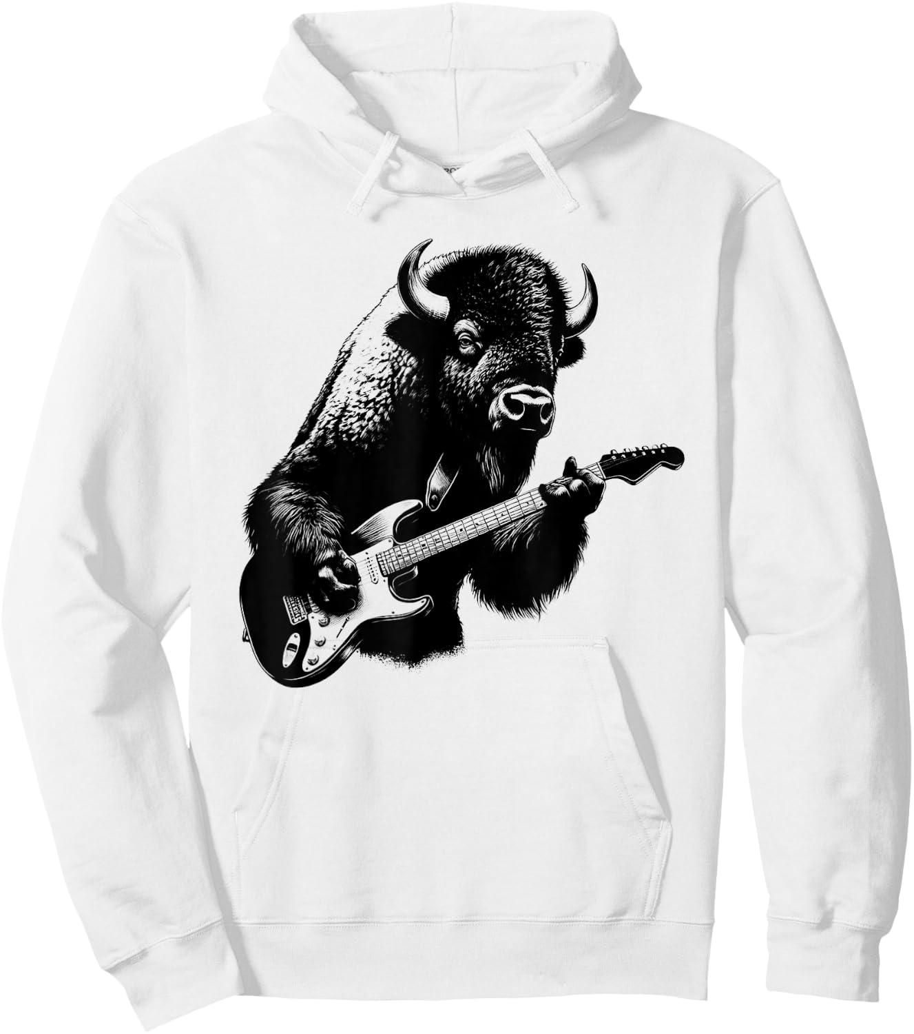 Bison Playing Electric Guitar Rock Star Guitarist Hoodie - Hoodie | White