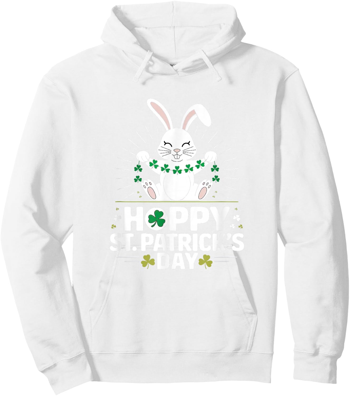 Hoppy St. Patrick's Day - Bunny Rabbit with Shamrocks Hoodie - Hoodie | White