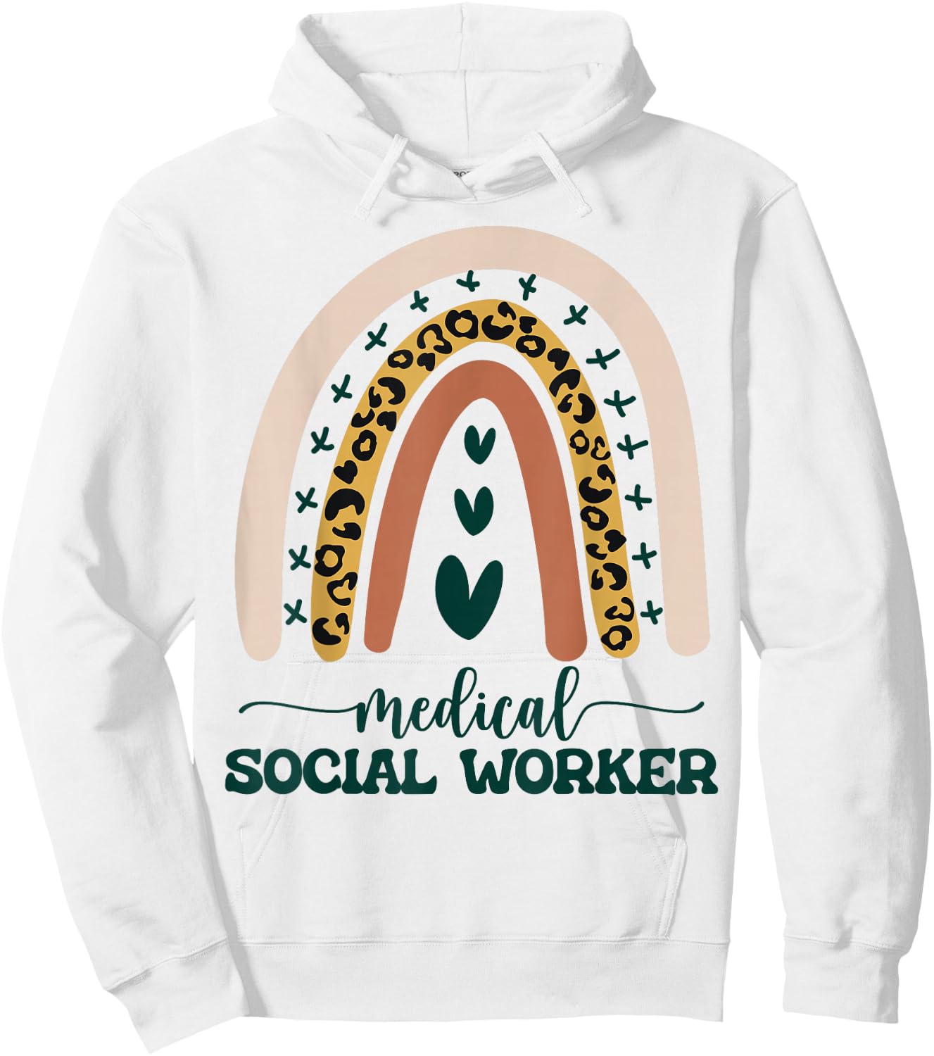 Medical Social Worker LCSW Therapist Boho Rainbow Leopard Hoodie - Hoodie | White