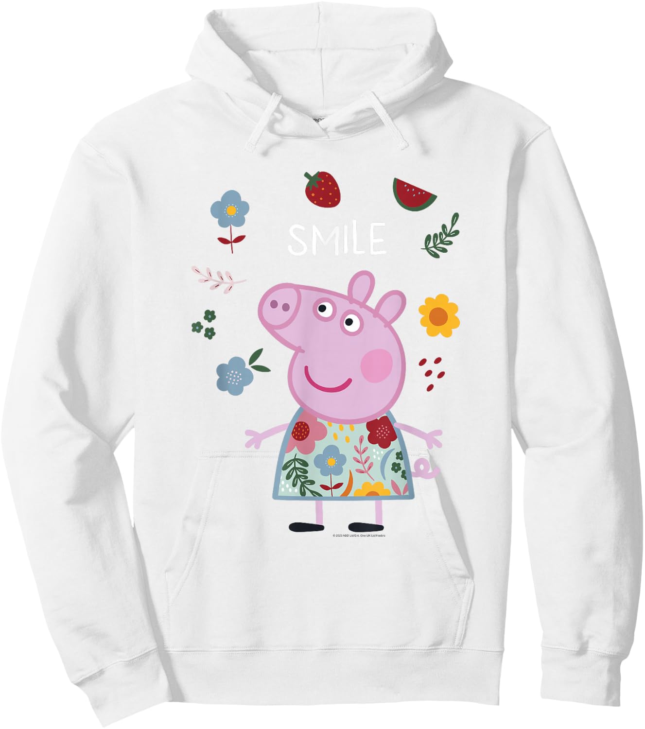 Peppa Pig Smile Cute Flowers & Fruit Full Body Portrait Hoodie - Hoodie | White