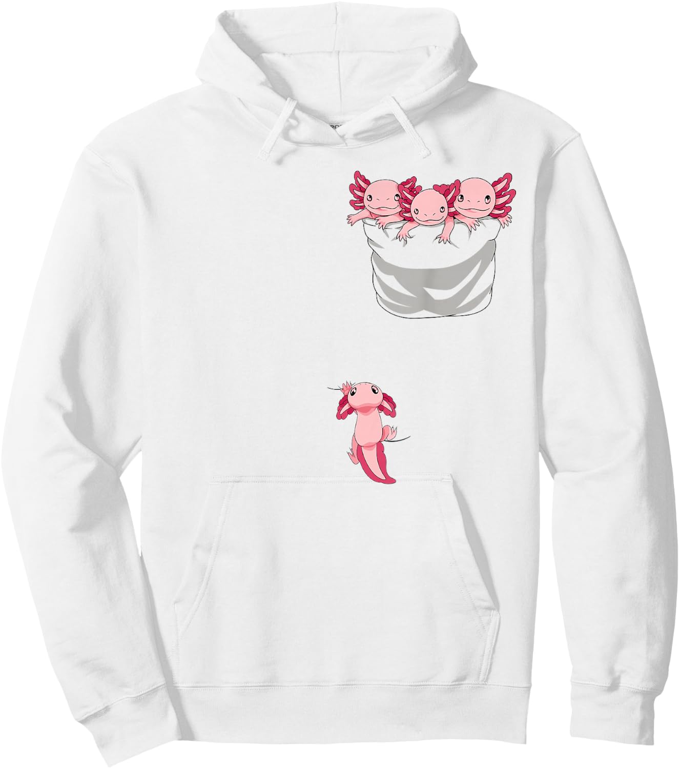 Axolotl Shirts for Girls Women Kid Axolotl Playing in Pocket Hoodie - Hoodie | White