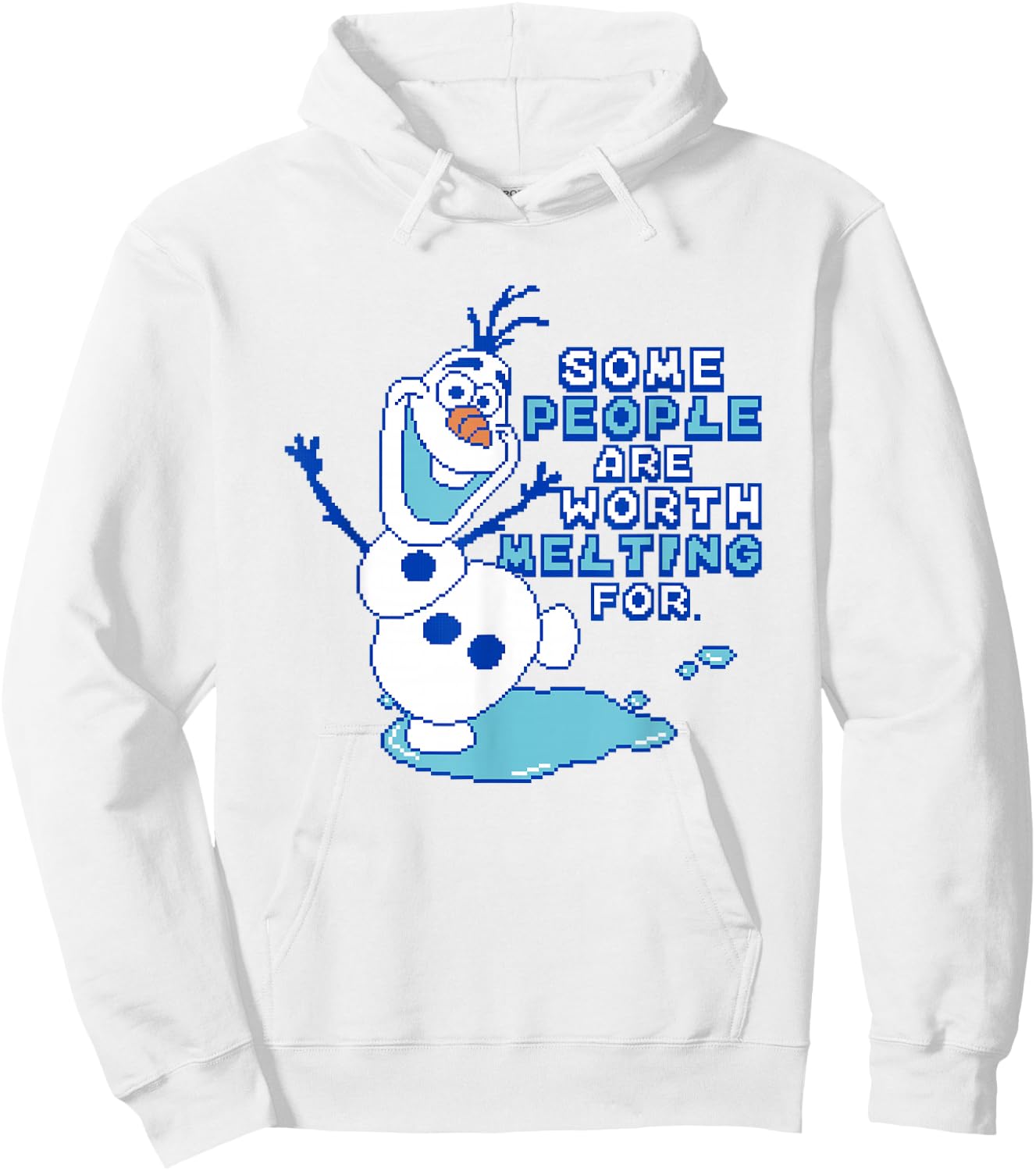Disney Frozen Some People Are Worth Melting For Pixel Olaf Hoodie - Hoodie | White