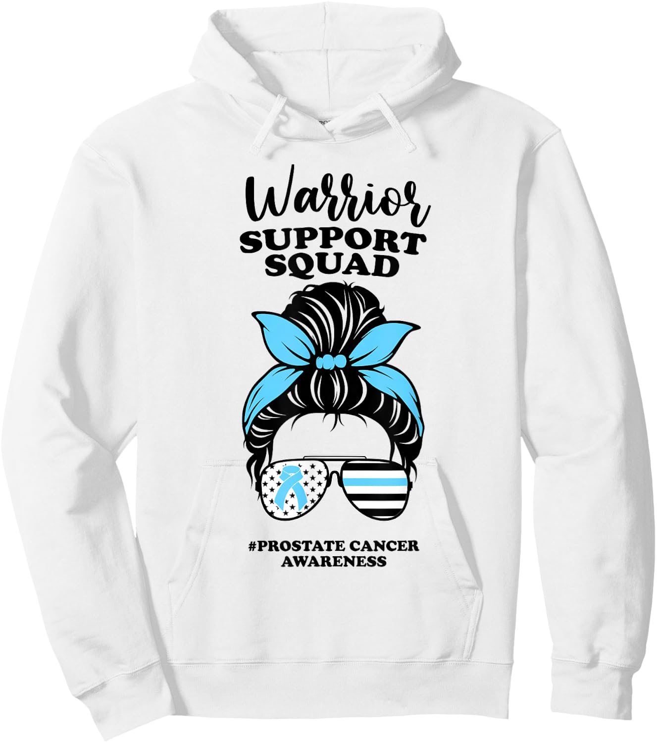 Prostate Cancer Awareness Ribbon Messy Bun Support Squad Hoodie - Hoodie | White
