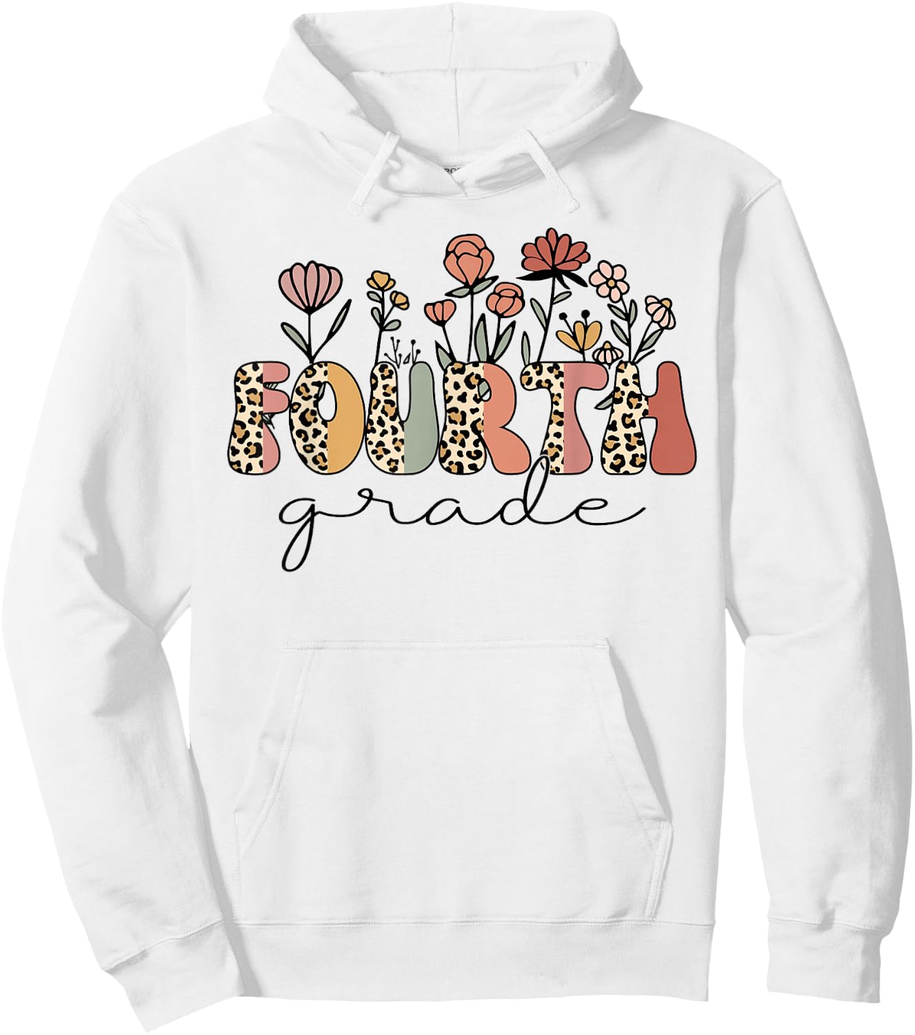 Retro Fourth Grade Teachers Leopard Back To School Student Hoodie - Hoodie | White