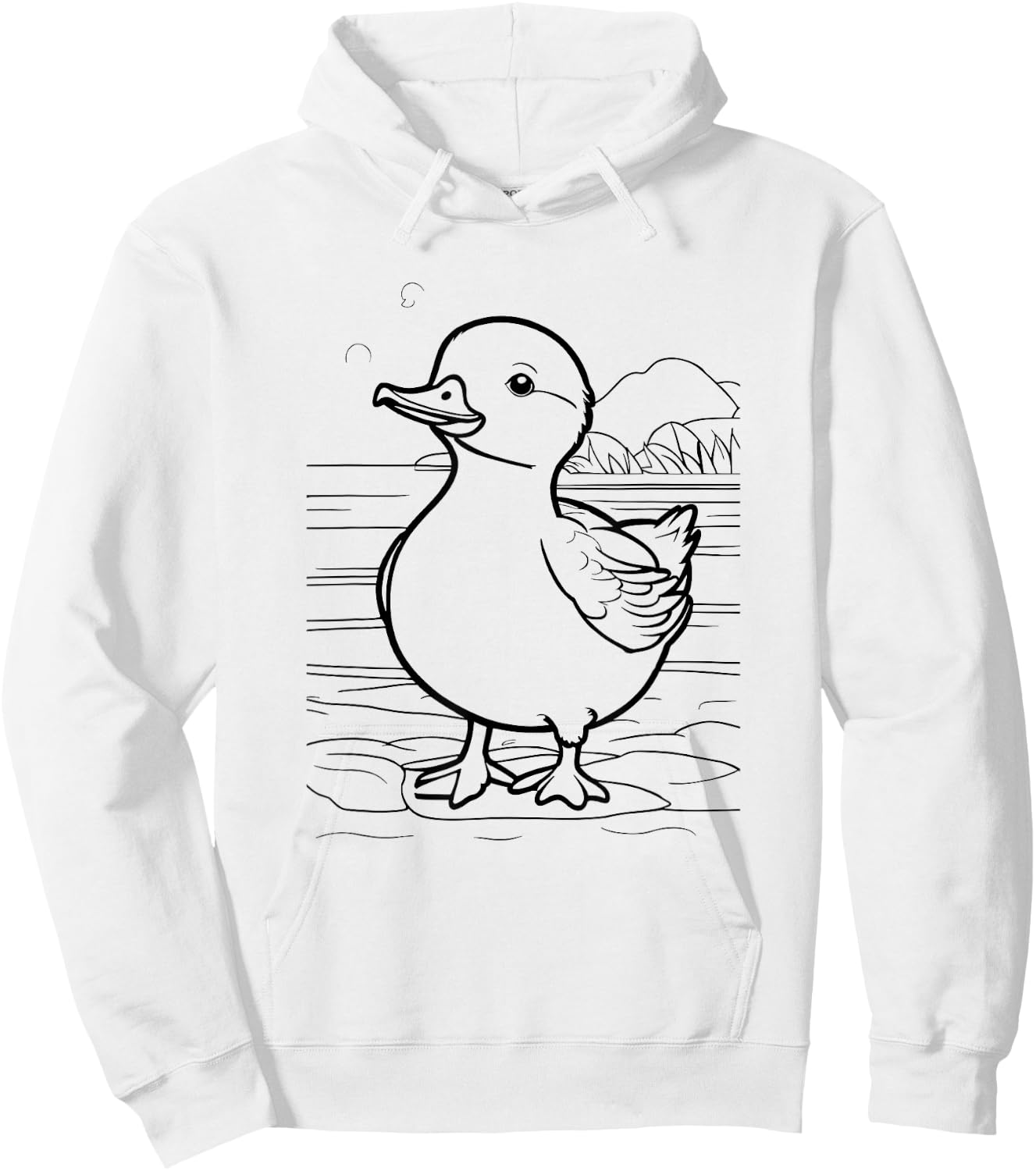 Duck by the lake for children to colour with textile pens DIY Hoodie - Hoodie | White