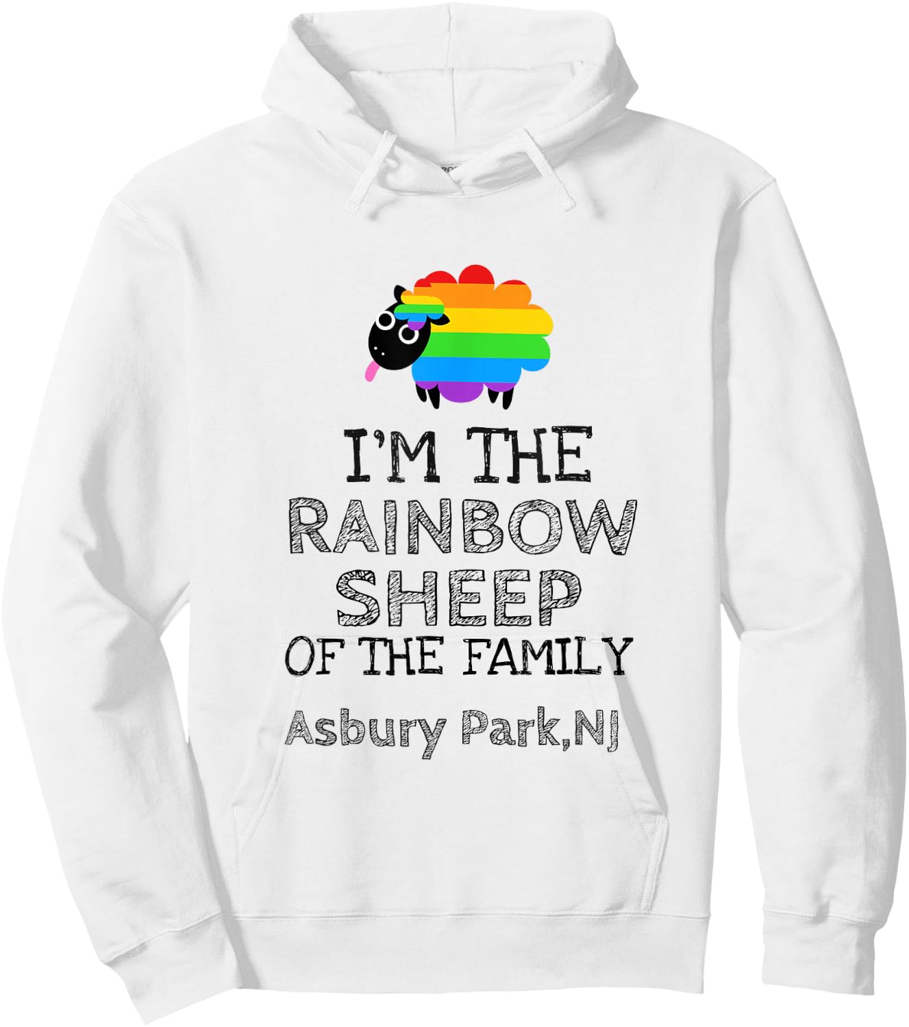 Gay By Birth Proud by Choice Asbury Park NJ Rainbow Sheep Hoodie - Hoodie | White