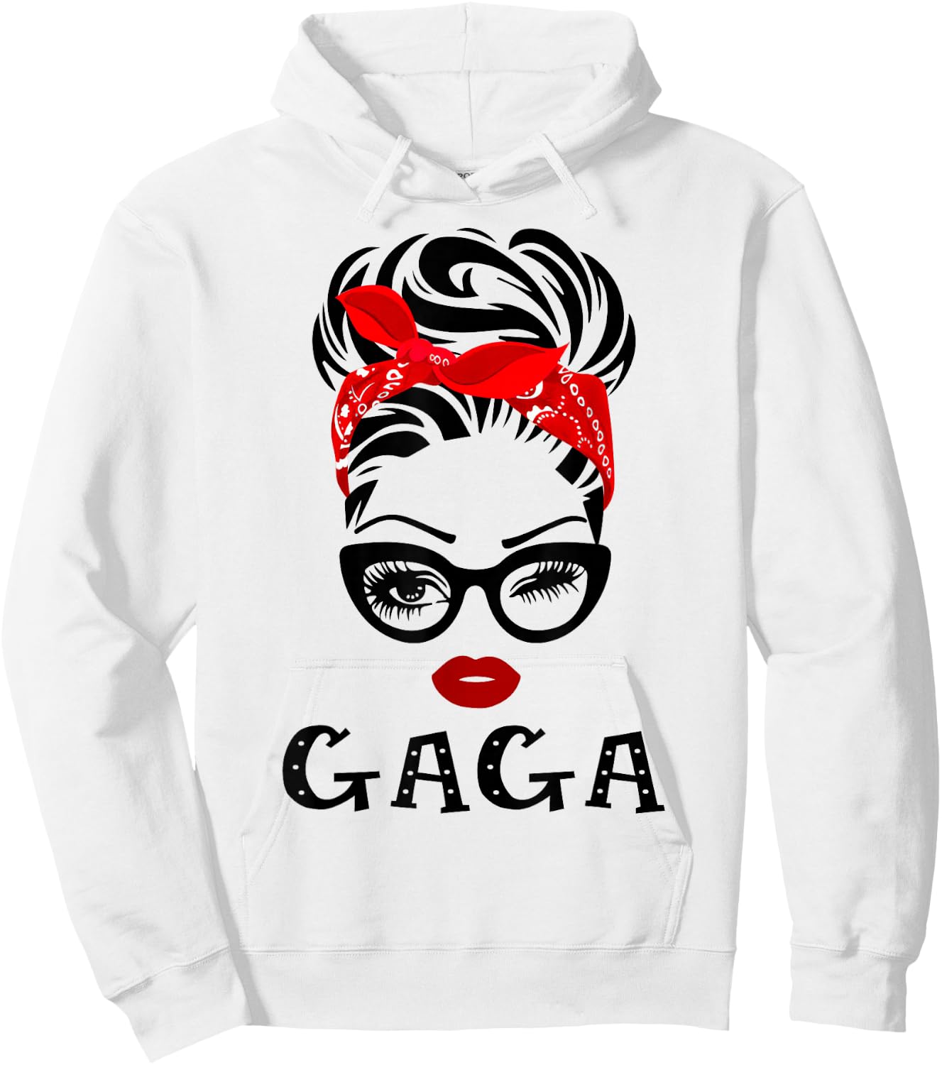 GAGA Wink Eye Woman Face Gift GAGA Grandma Hoodie - Hoodie | White