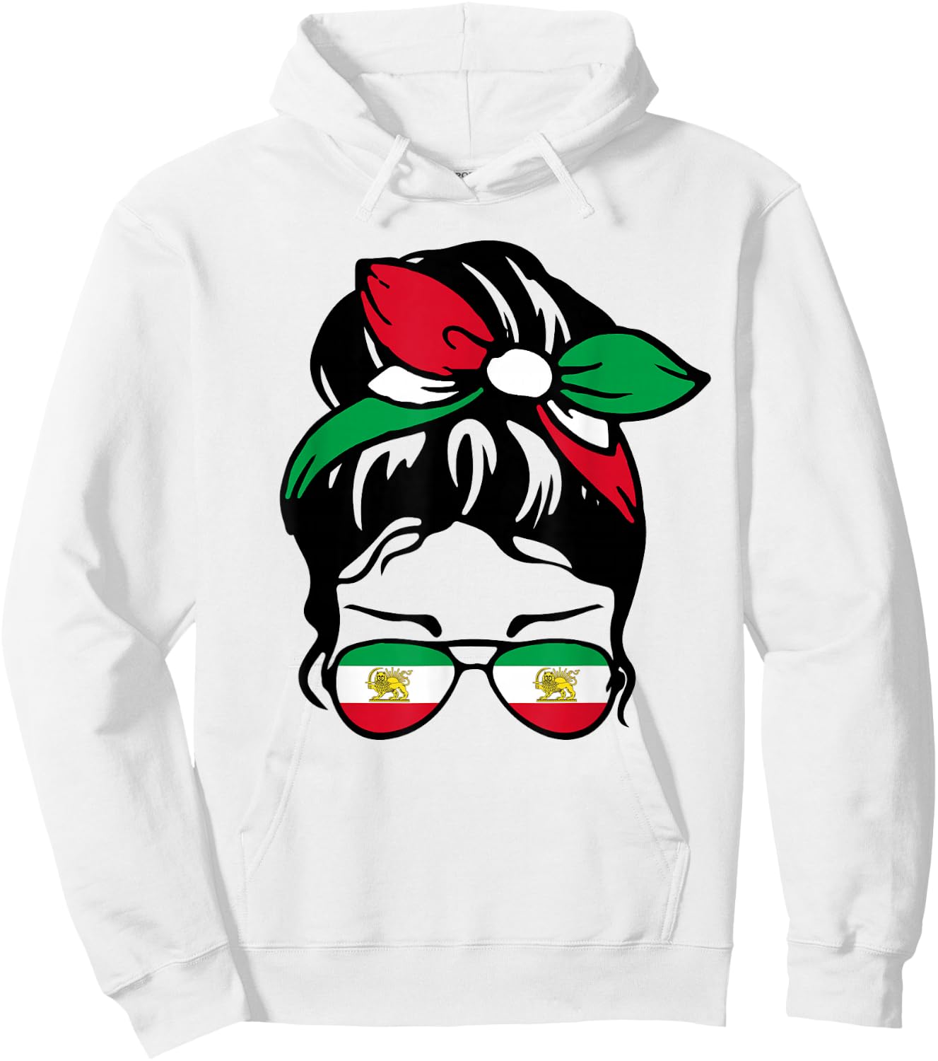 Patriotische Iran-Flagge, iranisch, niedlich, unordentlich, Dutt, Mädchen, Mutter, Kinder Hoodie - Hoodie | White
