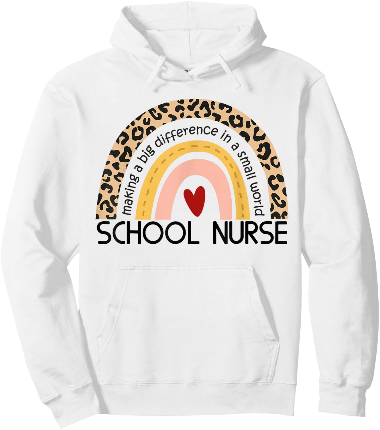 Cute Rainbow leopard print School Nurse Appreciation nursing Hoodie - Hoodie | White