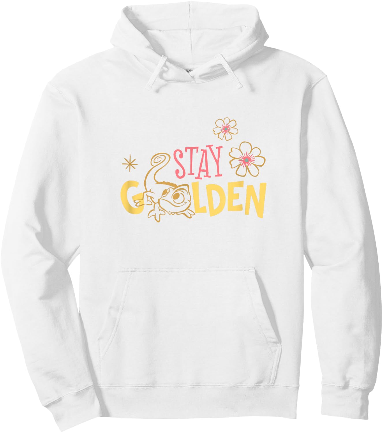Disney Tangled Stay Golden Pascal Floral Vintage Logo Hoodie - Hoodie | White