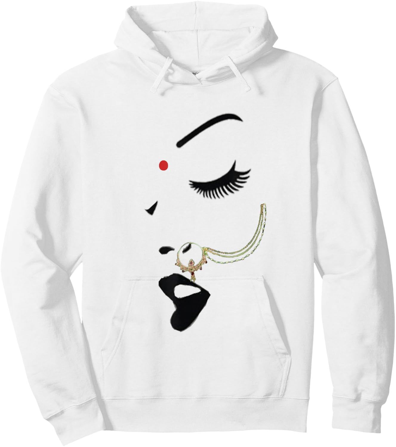 Indian desi Girl Nose Ring Bollywood Style Women Empowerment Hoodie - Hoodie | White