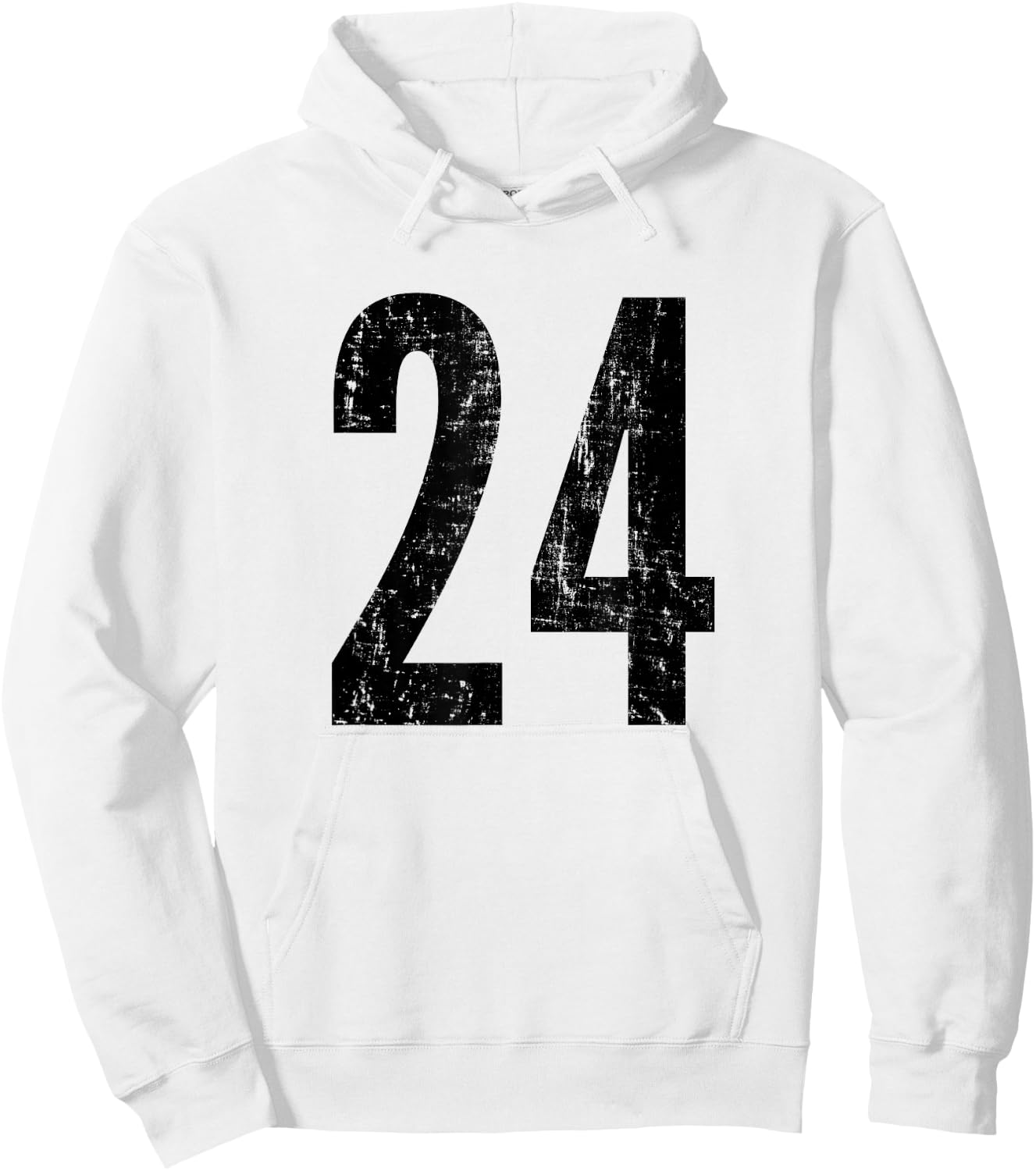 Number 24 Distressed Vintage Twenty Four Sports Practice Hoodie - Hoodie | White