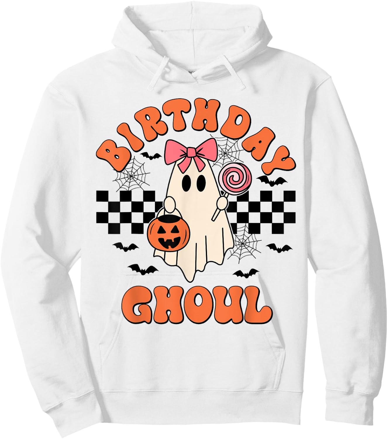 Birthday Ghoul Spooky Season Groovy Halloween Girls Kids Hoodie - Hoodie | White