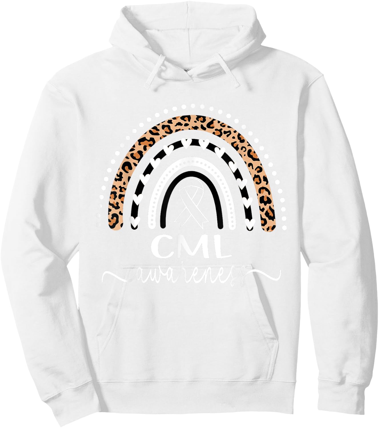 Leukemia CML Awareness Wear Orange Leopard Rainbow Hoodie - Hoodie | White