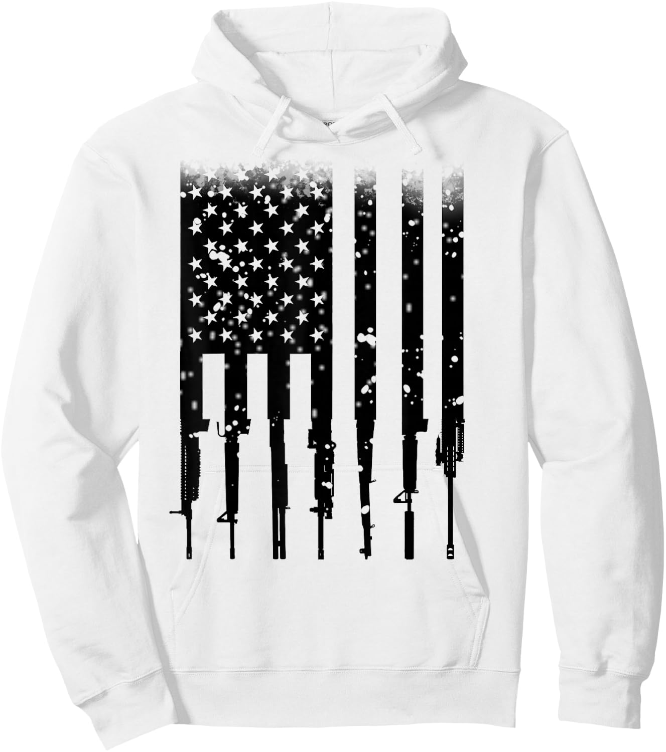 Home of the Brave Bullet Riddled American Rifle Flag - Men's Grey Small Classic Fit Short Sleeve Hoodie - Hoodie | White