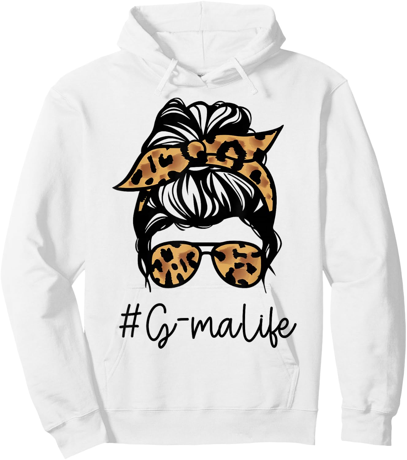 G-MA Leopard Messy Bun Mother's Day for Grandmothers Hoodie - Hoodie | White