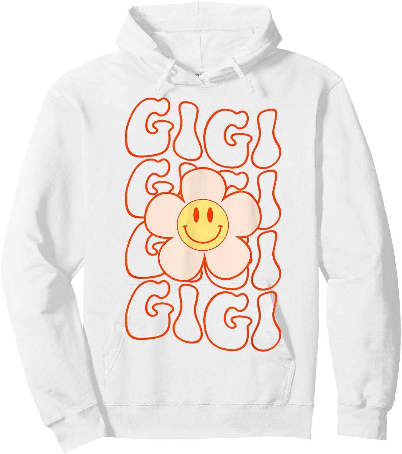 Retro Groovy Gigi Happy Face Smile Cute Daisy Flower Grandma Hoodie - Hoodie | White