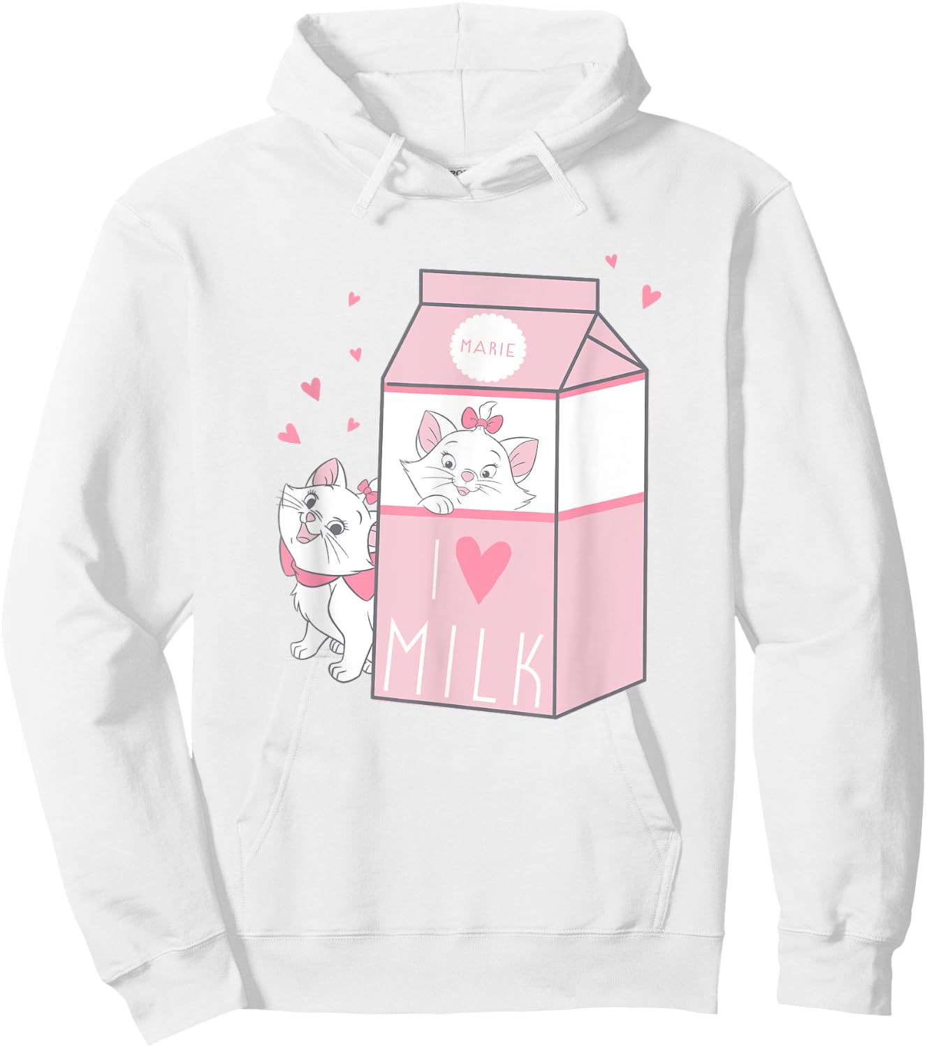 Disney The Aristocats Marie I Love Milk Carton Pink Logo Hoodie - Hoodie | White