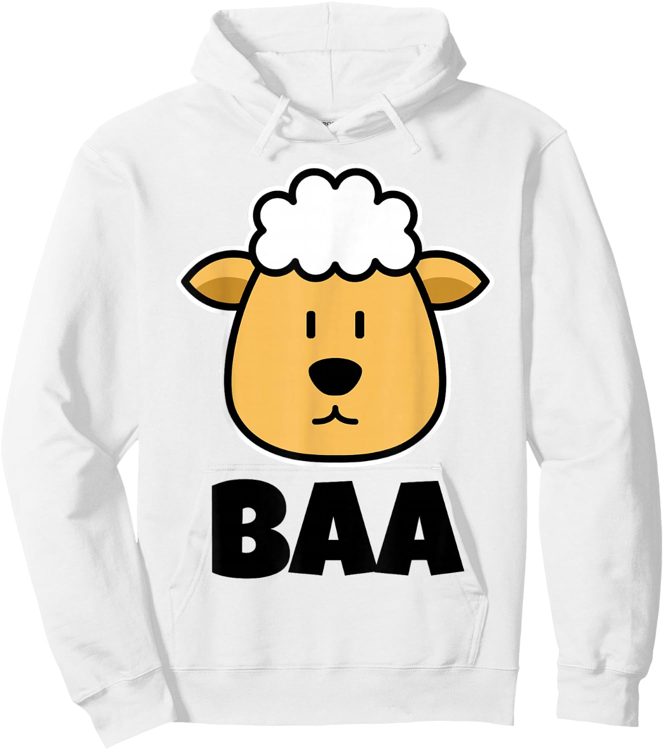 BAA Cute Childrens Sheep Stuff for Kids | Cartoon Sheep Face Hoodie - Hoodie | White