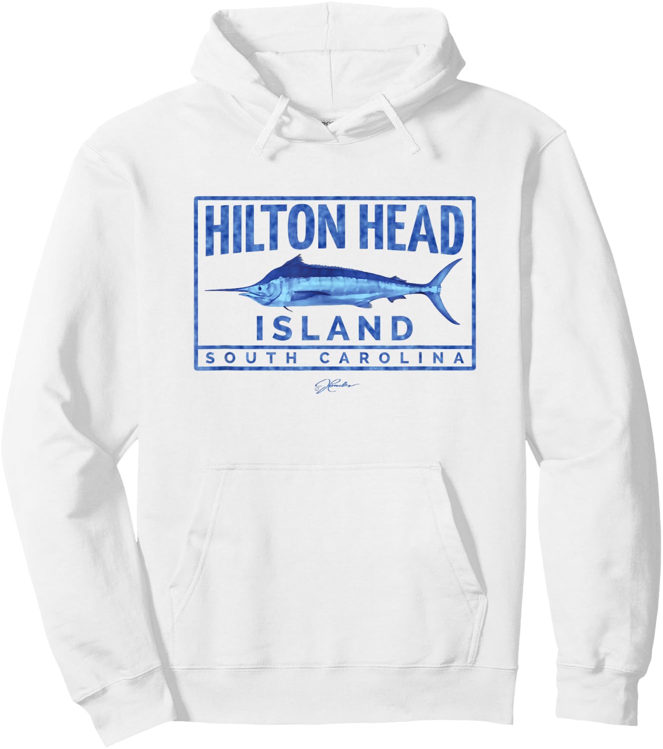 JCombs: Hilton Head Island, SC, Blue Marlin Hoodie - Hoodie | White