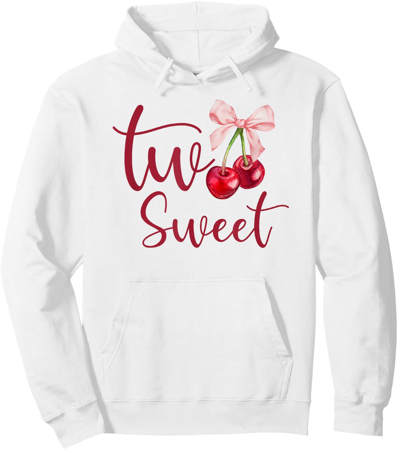 Two Sweet 2nd Birthday Girl Coquette Cherry Bow Party Hoodie - Hoodie | White