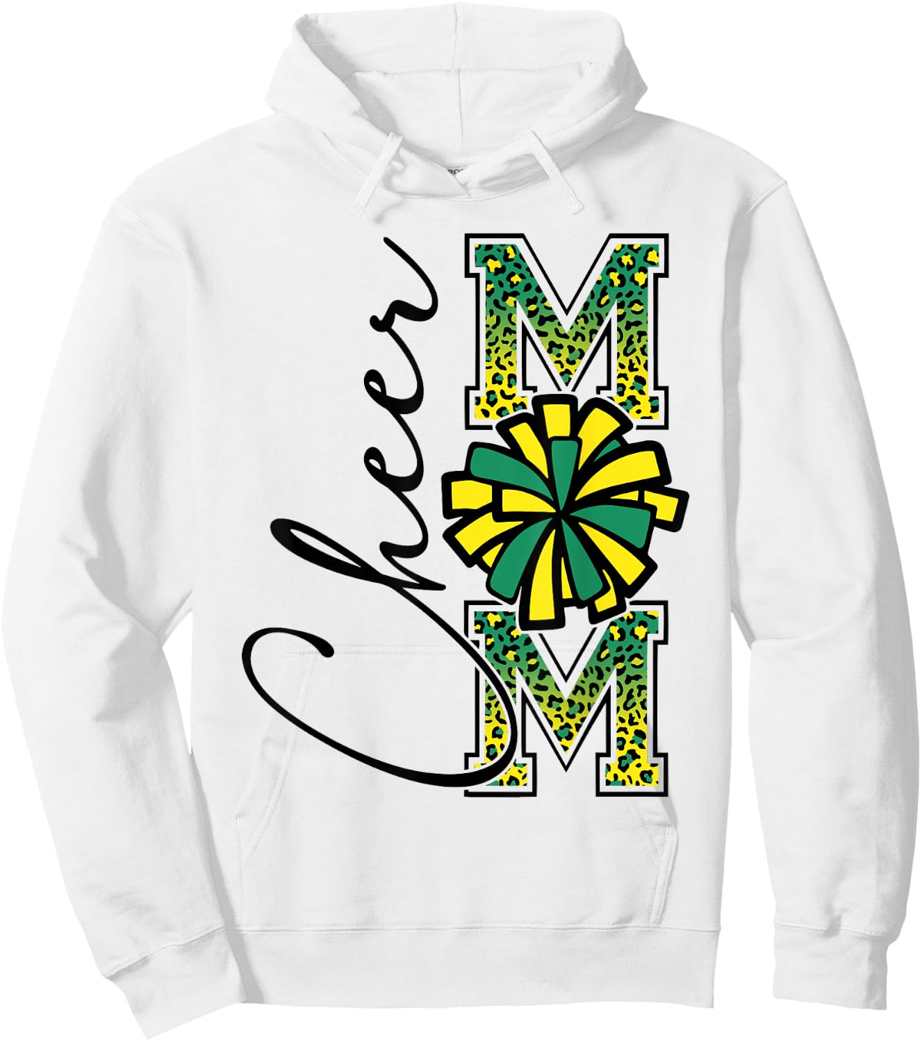 Football Cheer Mom Shirt Green Yellow Leopard Cheer Hoodie - Hoodie | White