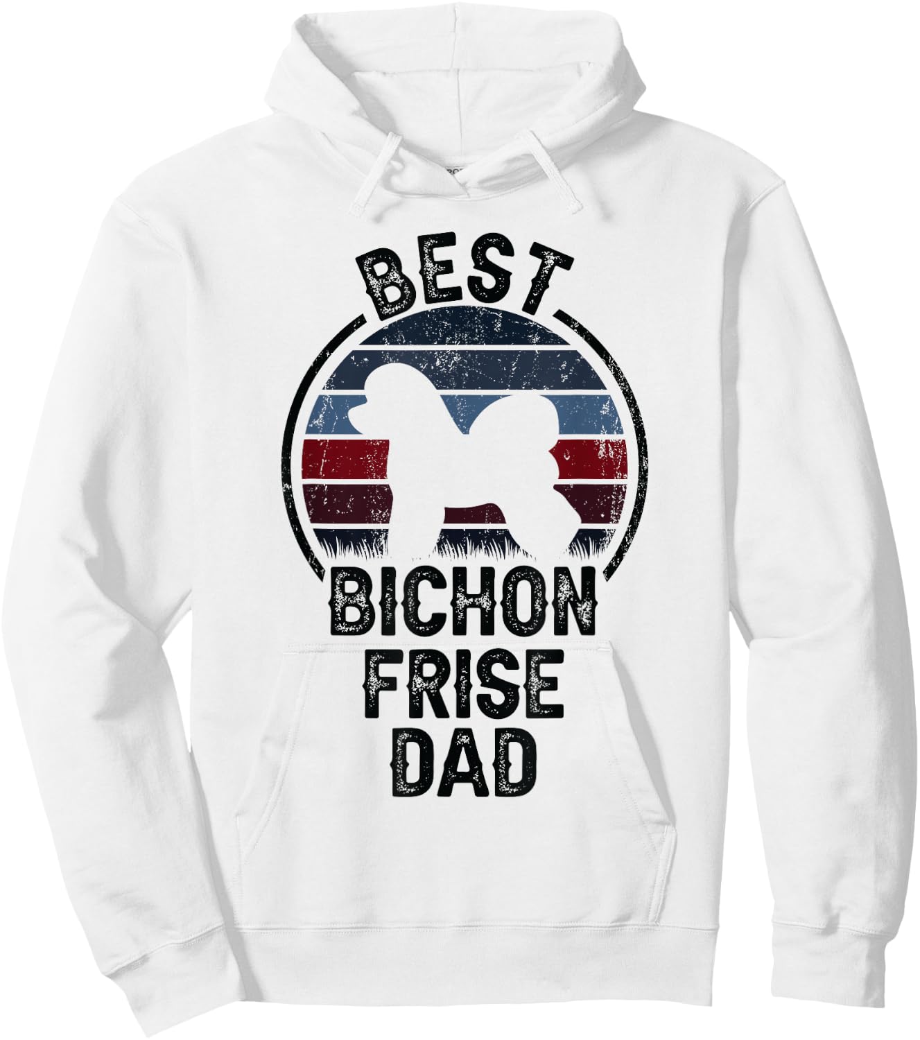 Best Dog Father Dad - Vintage Bichon Frise Men Women Hoodie - Hoodie | White